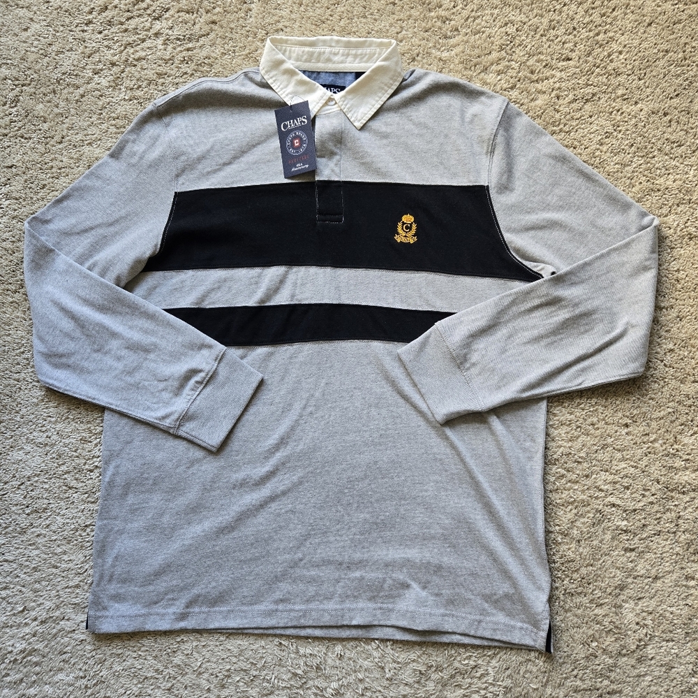 Chaps Long Sleeve Polo Shirt Mens XL Casual Comfort Preppy rugby